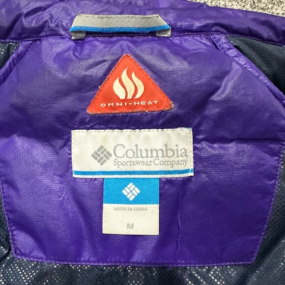 Women's COLUMBIA Omni-Heat Goose Down, Feather Jacket, Medium, Purple, Pre-owned - Picture 8 of 14